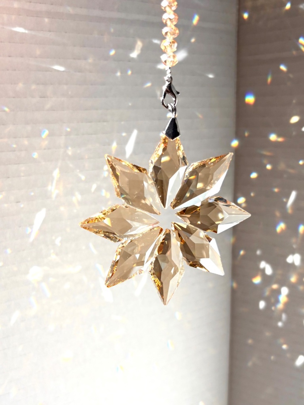 Crystal Snowflake Sun Catcher Christmas Tree Decor Czech Bohemia Crystal Gift